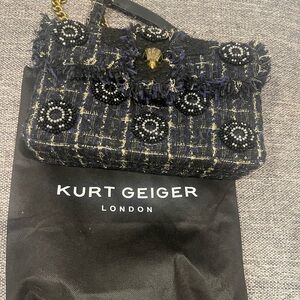 Navy and Black Tweed Kurt Geiger Shoulder Bag